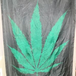 Ganja Leaf Tapestry Flag Black And Green
